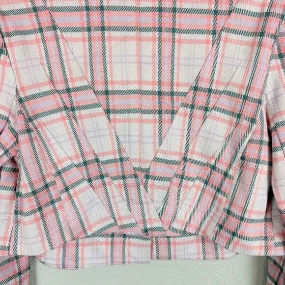 CAbi Playdate Crop Jacket + Pant Set Plaid Cheer Pink M Coquette Preppy Spring - Picture 14 of 16